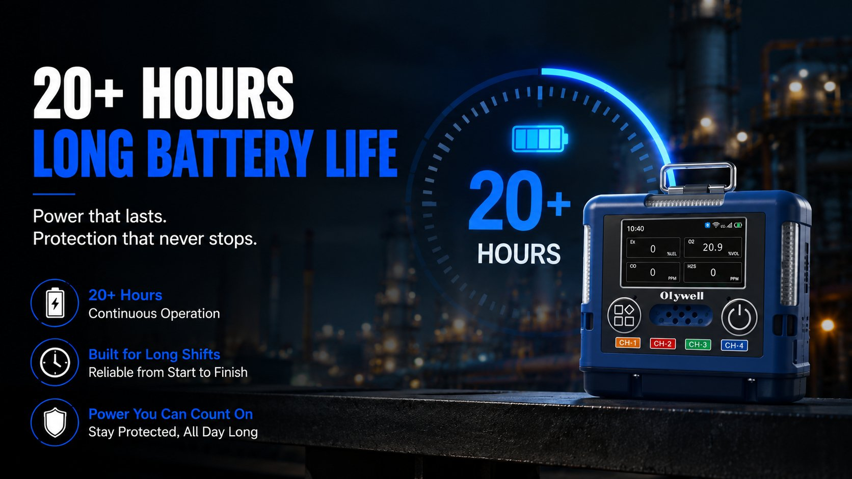 Ultra-long 20-hour standby time