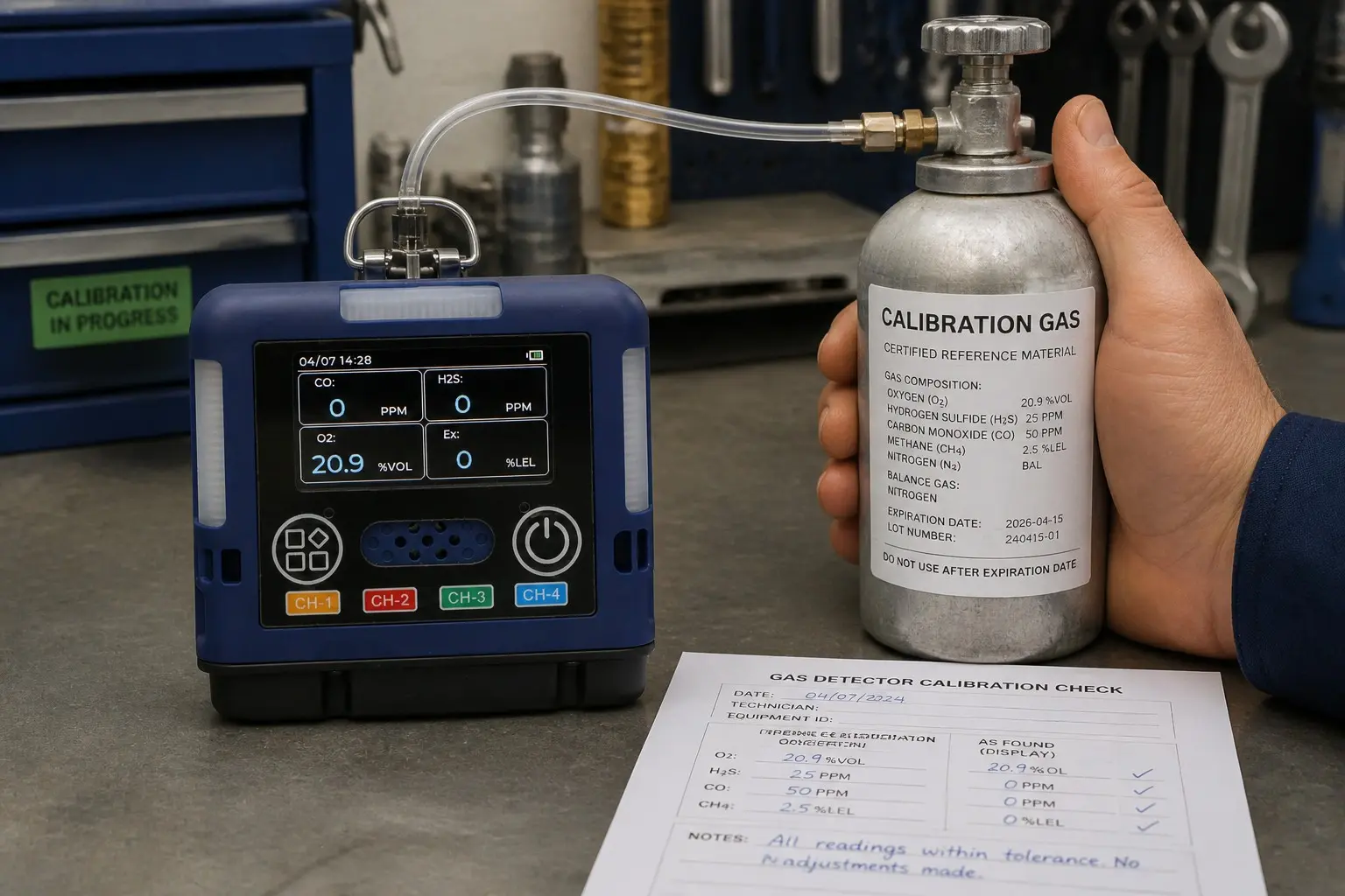 Otywell G60 calibration check comparing cylinder reading