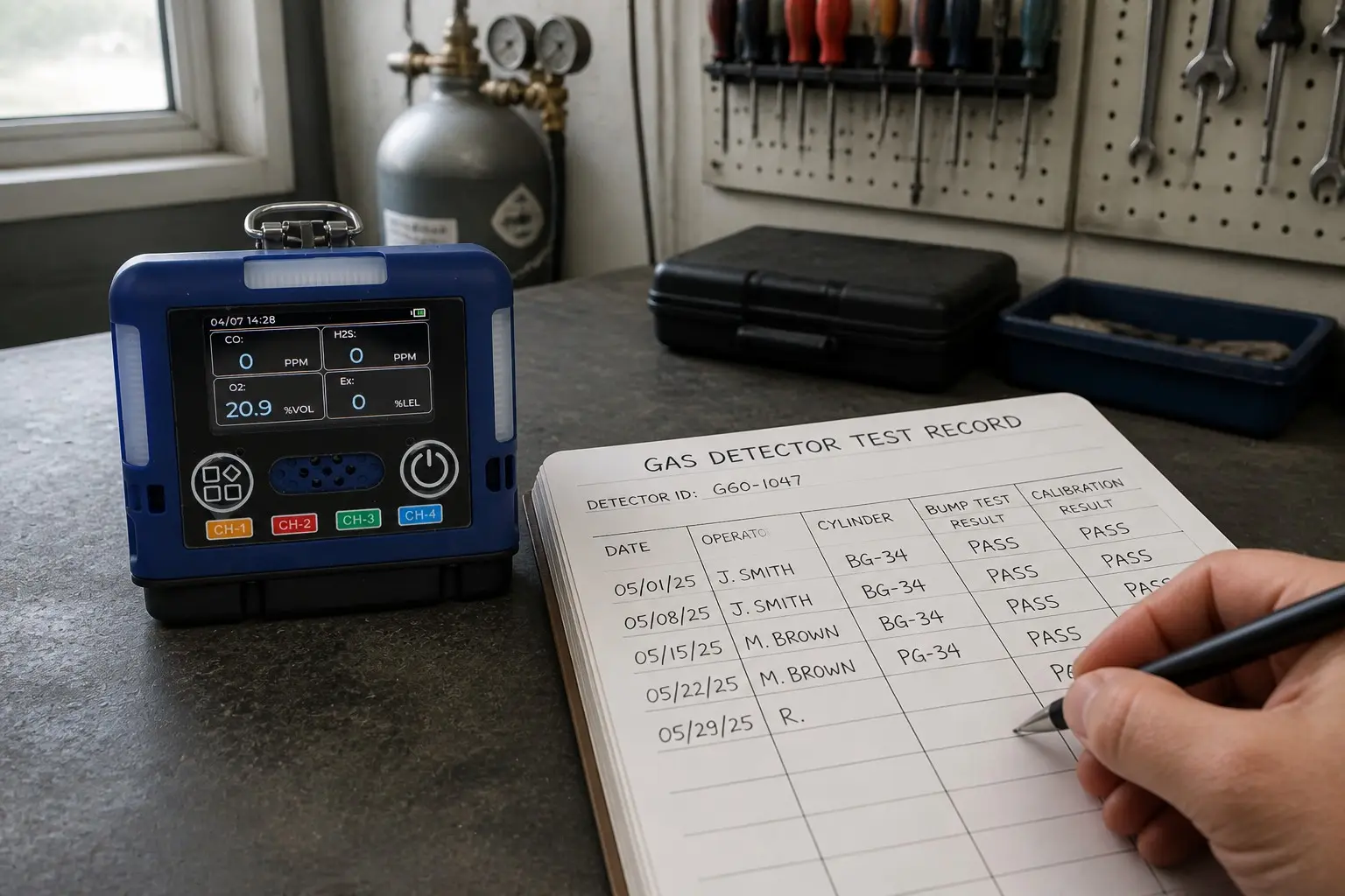 Otywell G60 test record logbook entries