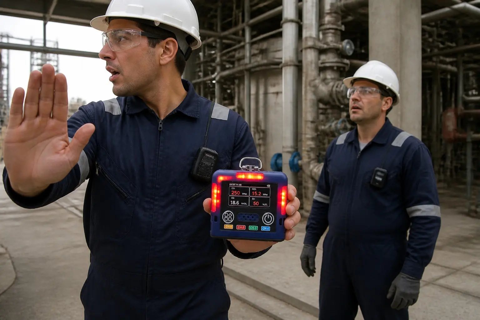 Portable gas detector false alarm immediate response steps
