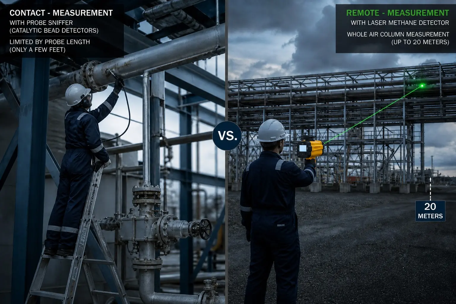 Laser methane detector vs contact sniffer comparison 
