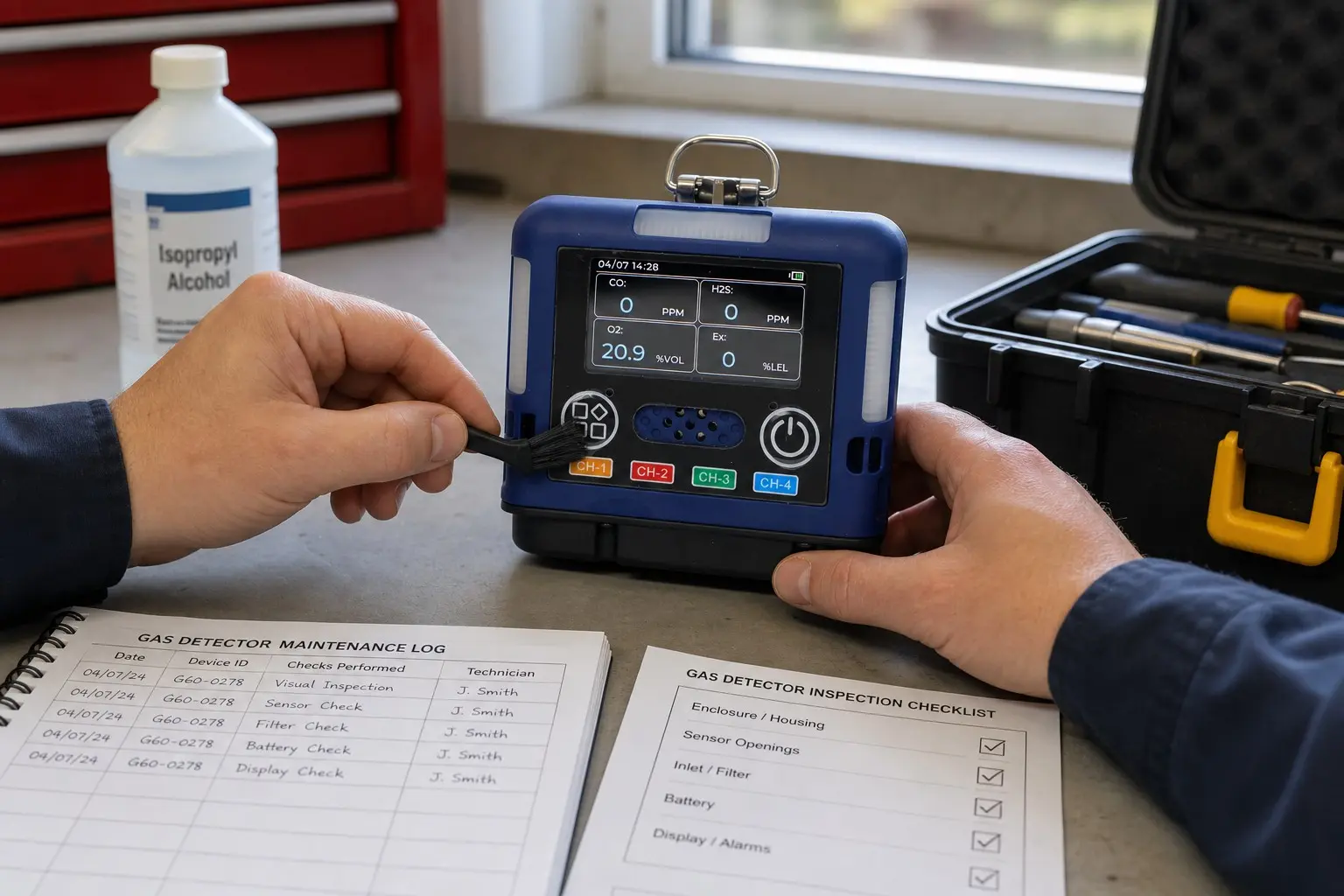 Otywell portable gas detector inspection and maintenance