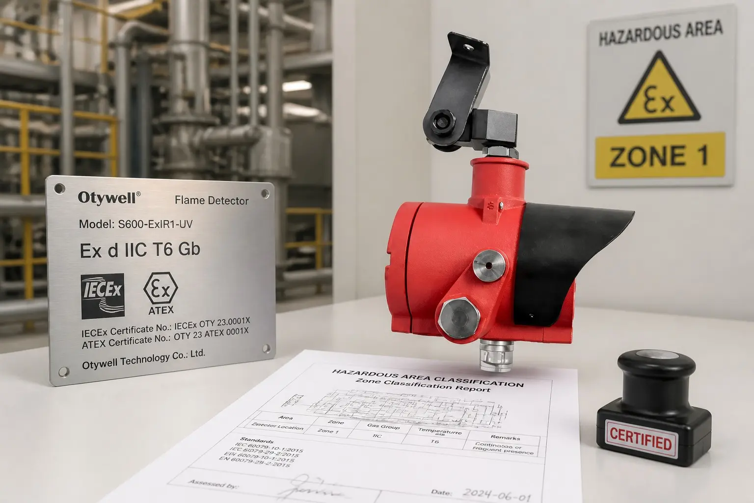 Otywell S600-ExIR1-UV flame detector Ex d IIC certification