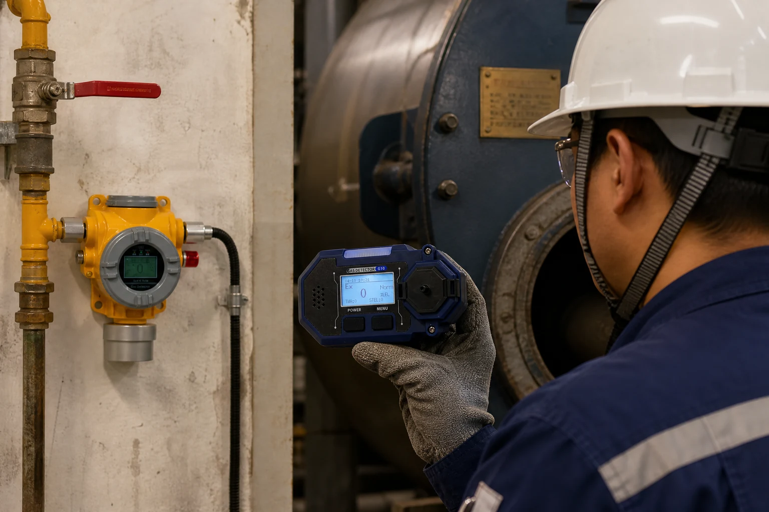 Fuel gas and carbon monoxide monitoring considerations in a boiler room