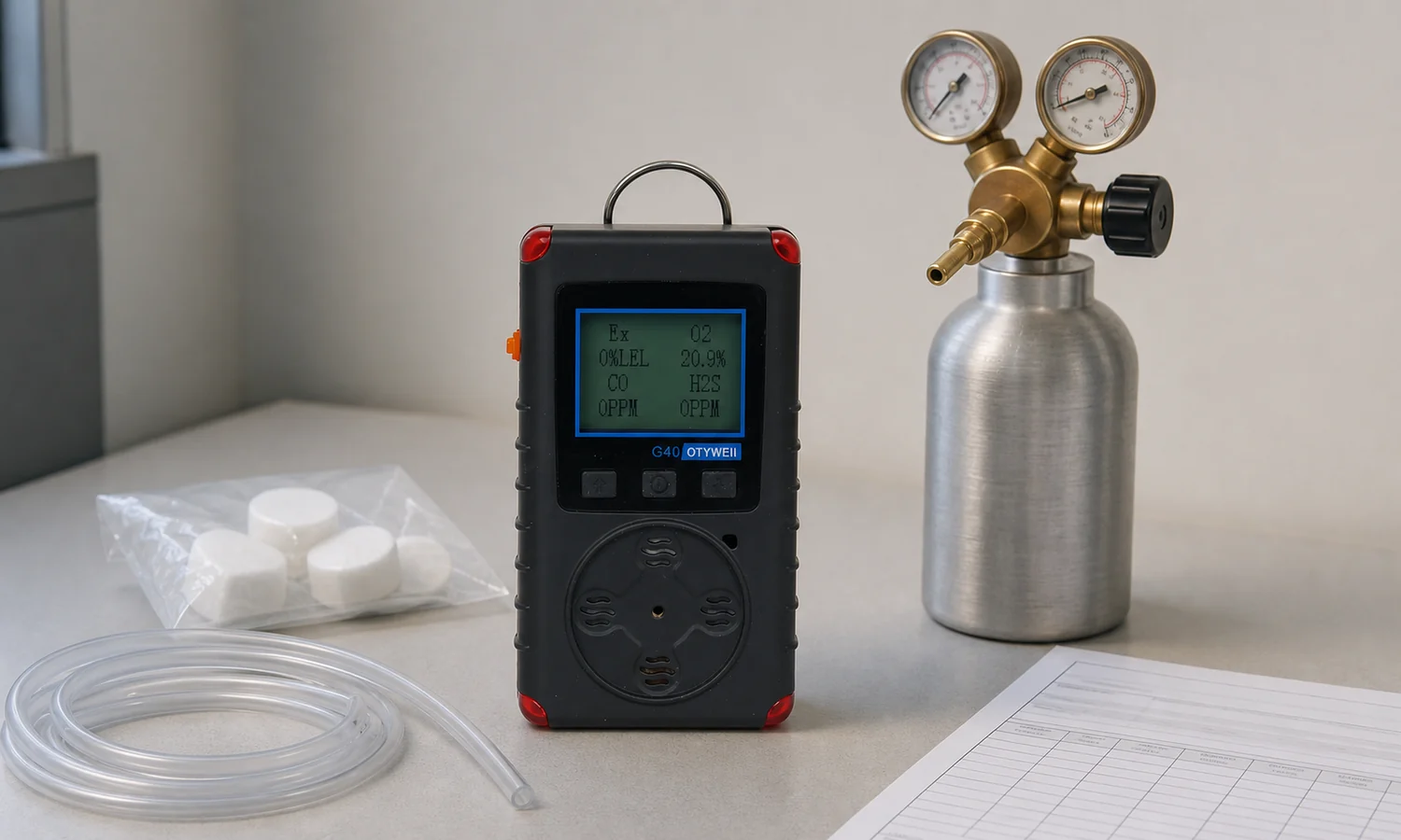 Carbon monoxide gas detector commissioning bump test calibration and service workflow