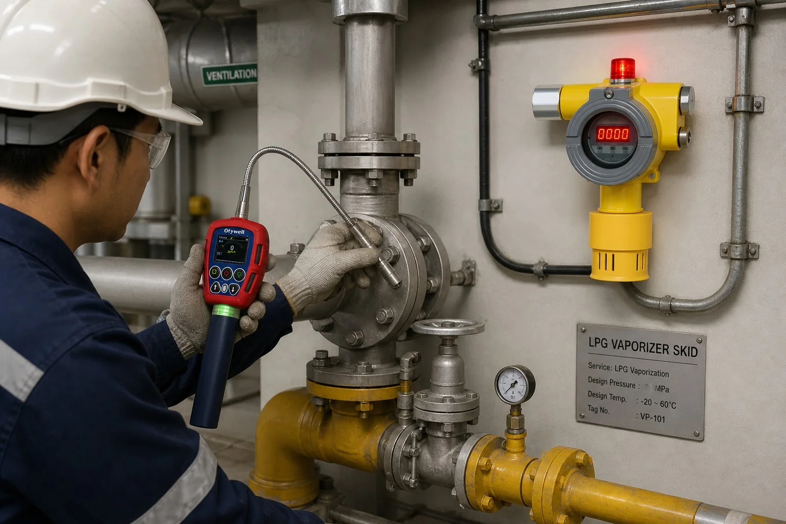 Leak inspection and fixed monitoring tasks at commercial LPG facilities