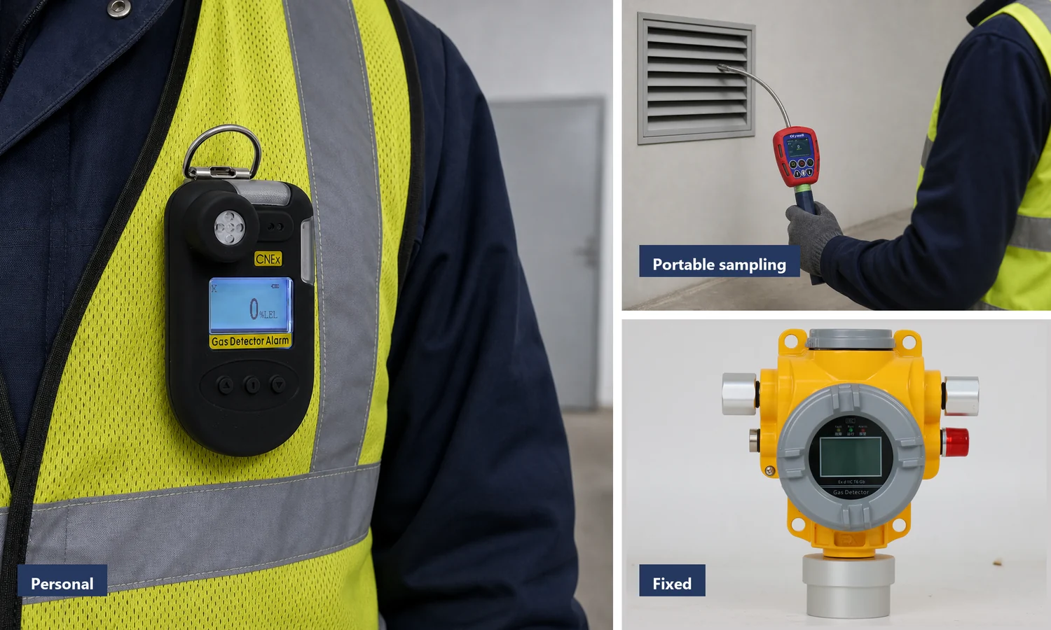 Industrial carbon monoxide gas detector selection for personal portable and fixed monitoring
