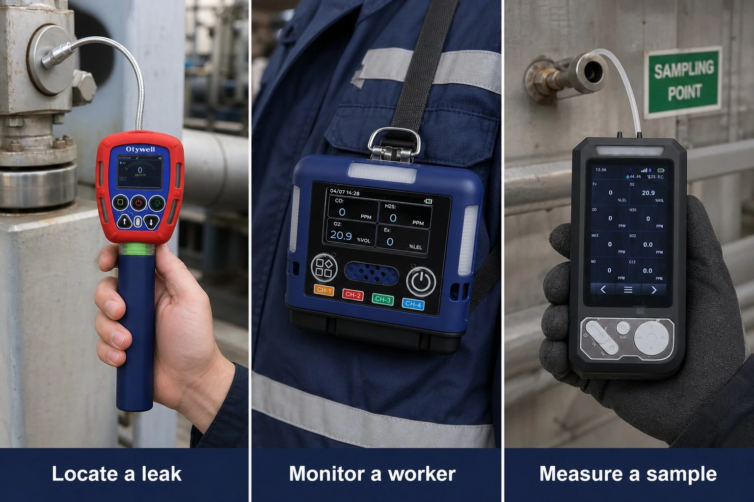Comparison of methane leak location personal monitoring and sample measurement tasks