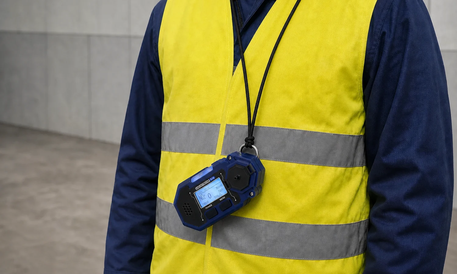 Portable nitrogen dioxide detector worn at the worker breathing zone