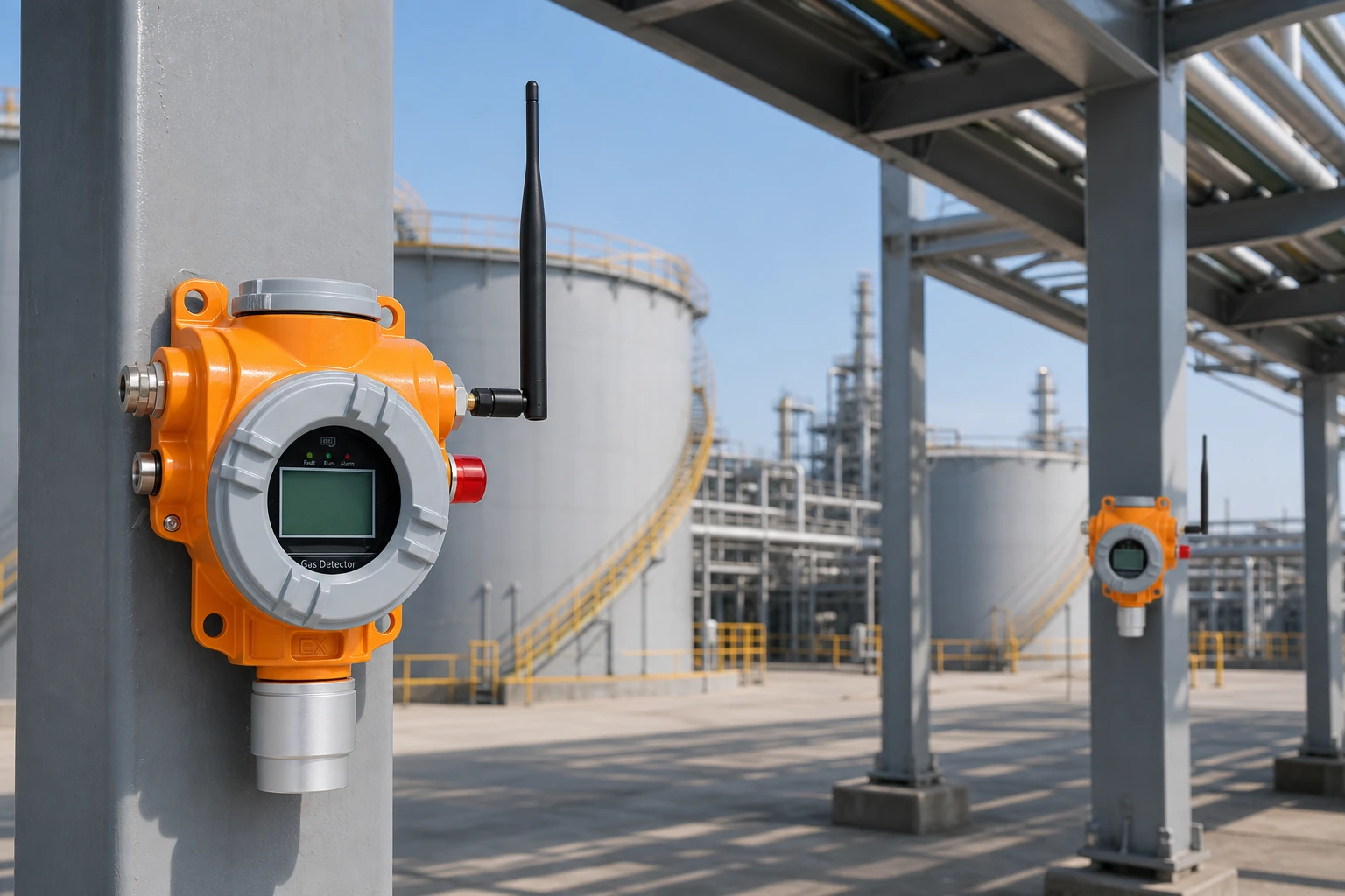 Wireless gas detector selection for an industrial chemical plant process area