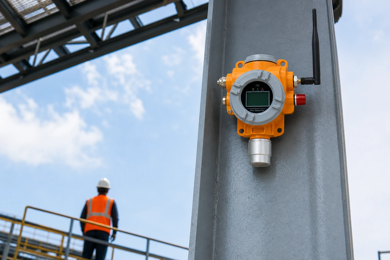 Surveying the radio route to a high mounted wireless gas detector