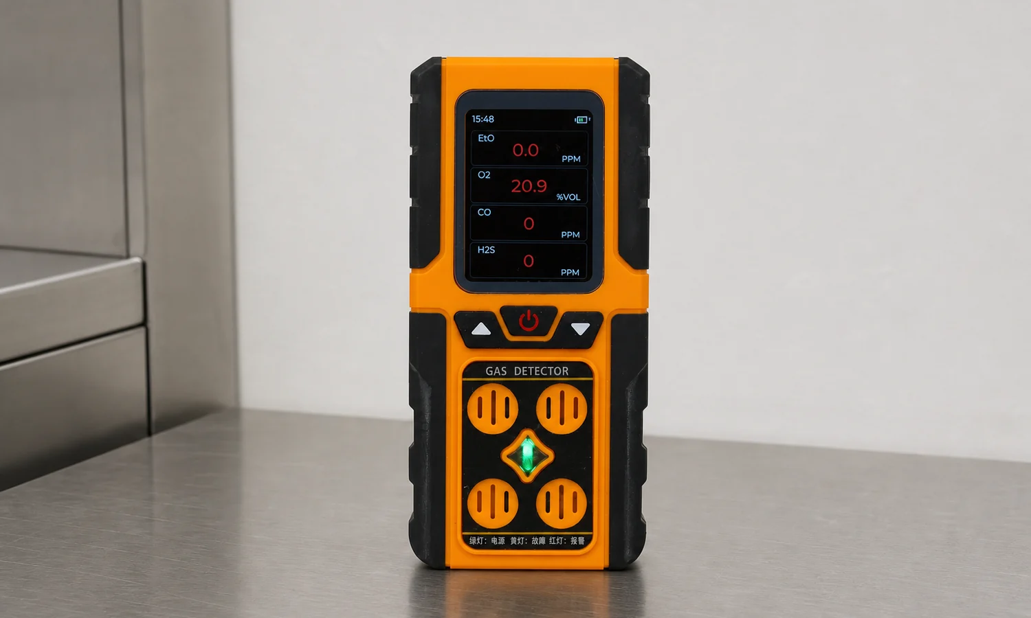 Otywell G40S portable detector showing an EtO channel in a sterilization area