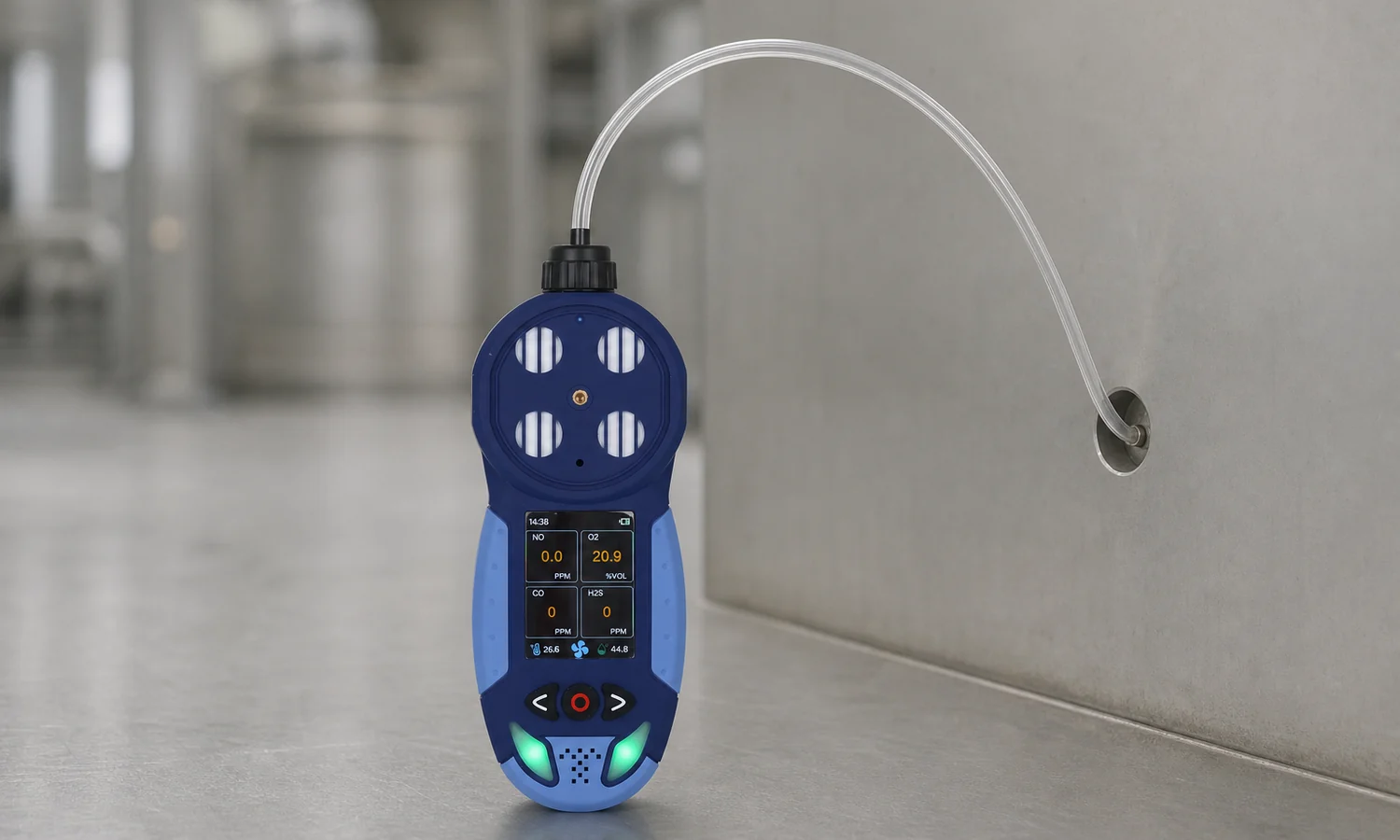 Pump suction nitric oxide detector sampling through a probe